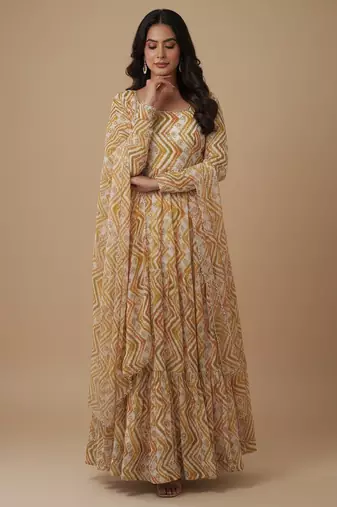 Multicolor printed pure georgette salwar suit