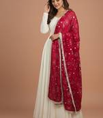 Cream embroidered pure silk salwar suit