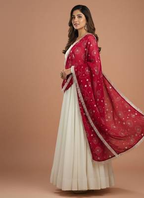 Cream embroidered pure silk salwar suit 3