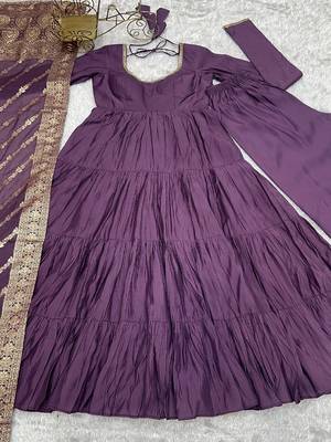 Mauve jacquard pure chanderi silk salwar suit 4