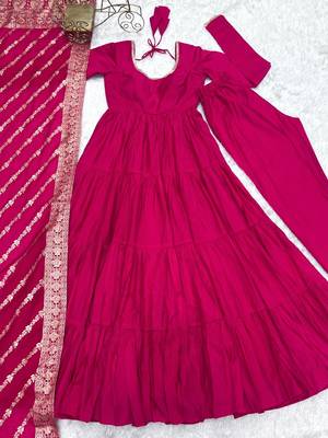 Pink jacquard pure chanderi silk salwar suit 4