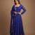 Royal-blue printed pure chiffon salwar suit