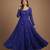 Royal-blue printed pure chiffon salwar suit