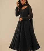 Black printed faux georgette salwar suit