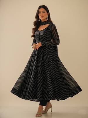 Black printed faux georgette salwar suit 2