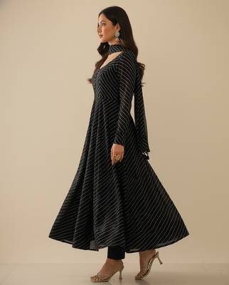 Black printed faux georgette salwar suit 4