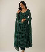 Green printed faux georgette salwar suit