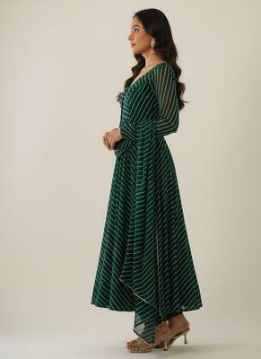 Green printed faux georgette salwar suit 3