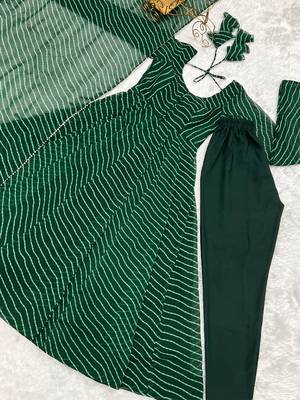 Green printed faux georgette salwar suit 4