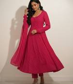 Pink printed faux georgette salwar suit