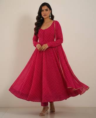 Pink printed faux georgette salwar suit 2