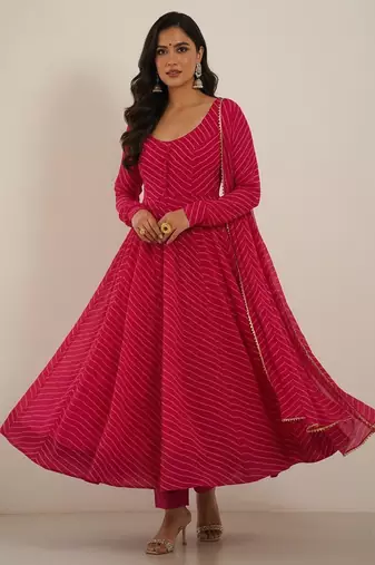 Pink printed faux georgette salwar suit