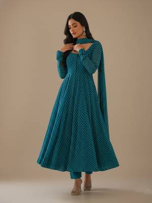 Sea-green printed pure georgette salwar suit 3