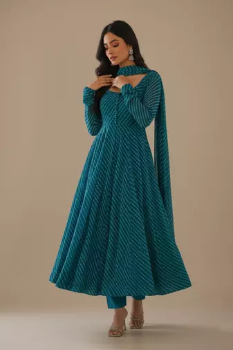 Sea-green printed pure georgette salwar suit