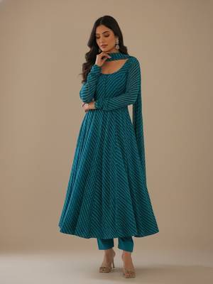 Sea-green printed pure georgette salwar suit 4