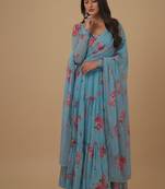 Multicolor printed faux georgette salwar suit