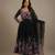 Black printed pure organza salwar suit