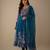 Sea-green printed pure organza salwar suit