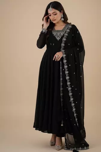 Black zari pure georgette salwar suit