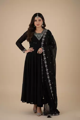 Black zari pure georgette salwar suit
