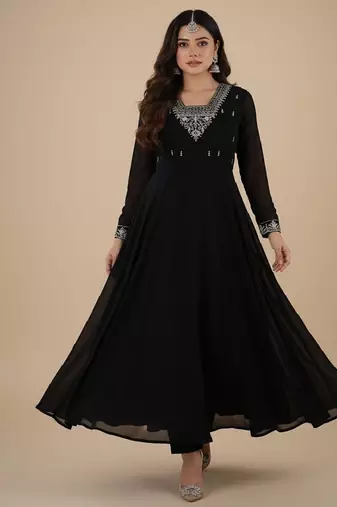 Black zari pure georgette salwar suit