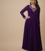 Purple zari pure georgette salwar suit