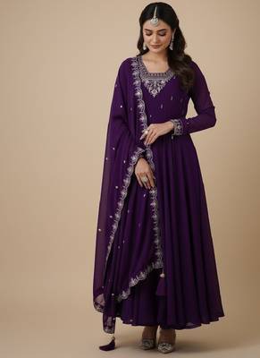 Purple zari pure georgette salwar suit 2