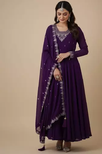Purple zari pure georgette salwar suit