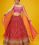 Enchanting Pink Sequins Georgette Sangeet Wear Lehenga Choli