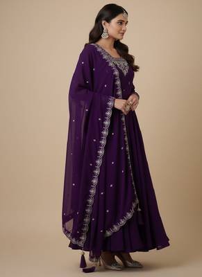 Purple zari pure georgette salwar suit 3
