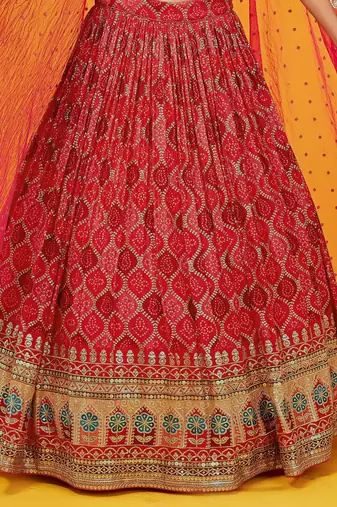 pink georgette sequins zari work lehenga choli