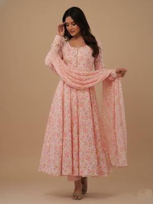Multicolor printed chiffon salwar suit 2