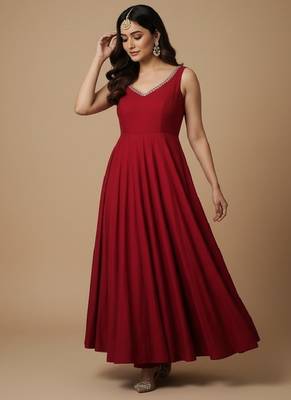 Maroon embroidered pure silk salwar suit 3