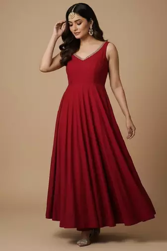 Maroon embroidered pure silk salwar suit