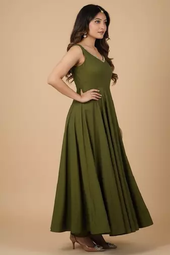 Mehendi embroidered pure silk salwar suit