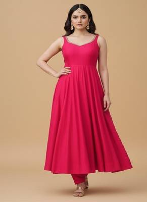 Rani-pink embroidered pure silk salwar suit 3