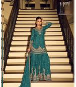 Firozi art silk thread embroidery readymade suits free size up to 42