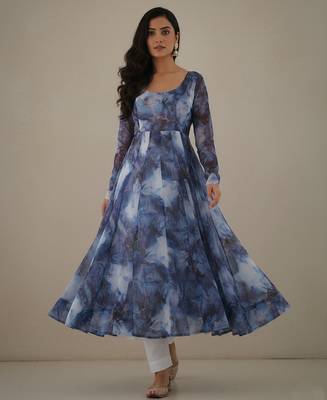 Multicolor printed pure organza salwar suit 3