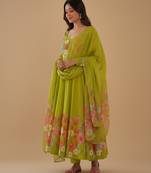 Lemon printed pure organza salwar suit