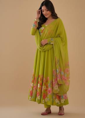 Lemon printed pure organza salwar suit 2