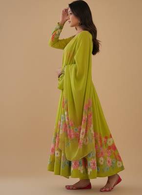 Lemon printed pure organza salwar suit 3