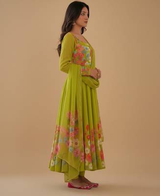 Lemon printed pure organza salwar suit 4