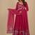 Rani-pink printed pure organza salwar suit