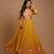 Mustard printed pure organza salwar suit