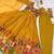 Mustard printed pure organza salwar suit