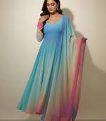 Multicolor tie dye pure georgette salwar suit