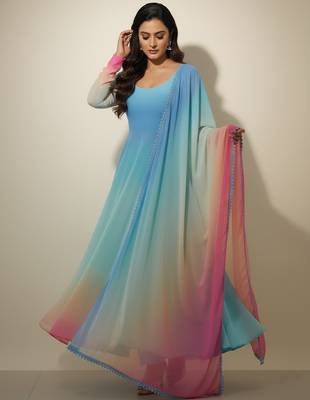 Multicolor tie dye pure georgette salwar suit 2