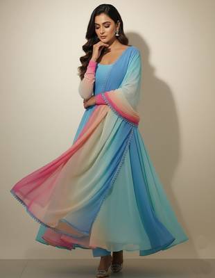 Multicolor tie dye pure georgette salwar suit 3