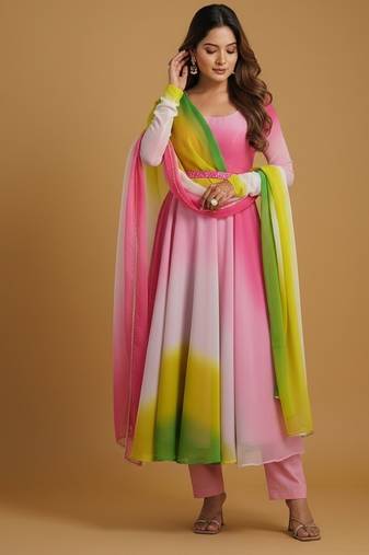 Multicolor tie dye pure georgette salwar suit