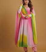 Multicolor tie dye pure georgette salwar suit